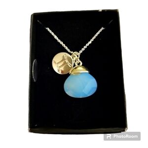 AVON Stainless Steel Zodiac Gemini Faceted Moonstone Pendant Necklace